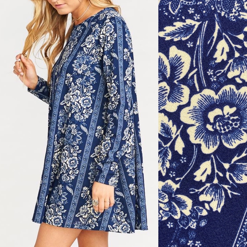 Show Me Your Mumu Harrison Babydoll Dress: Rhythm & Blue Floral